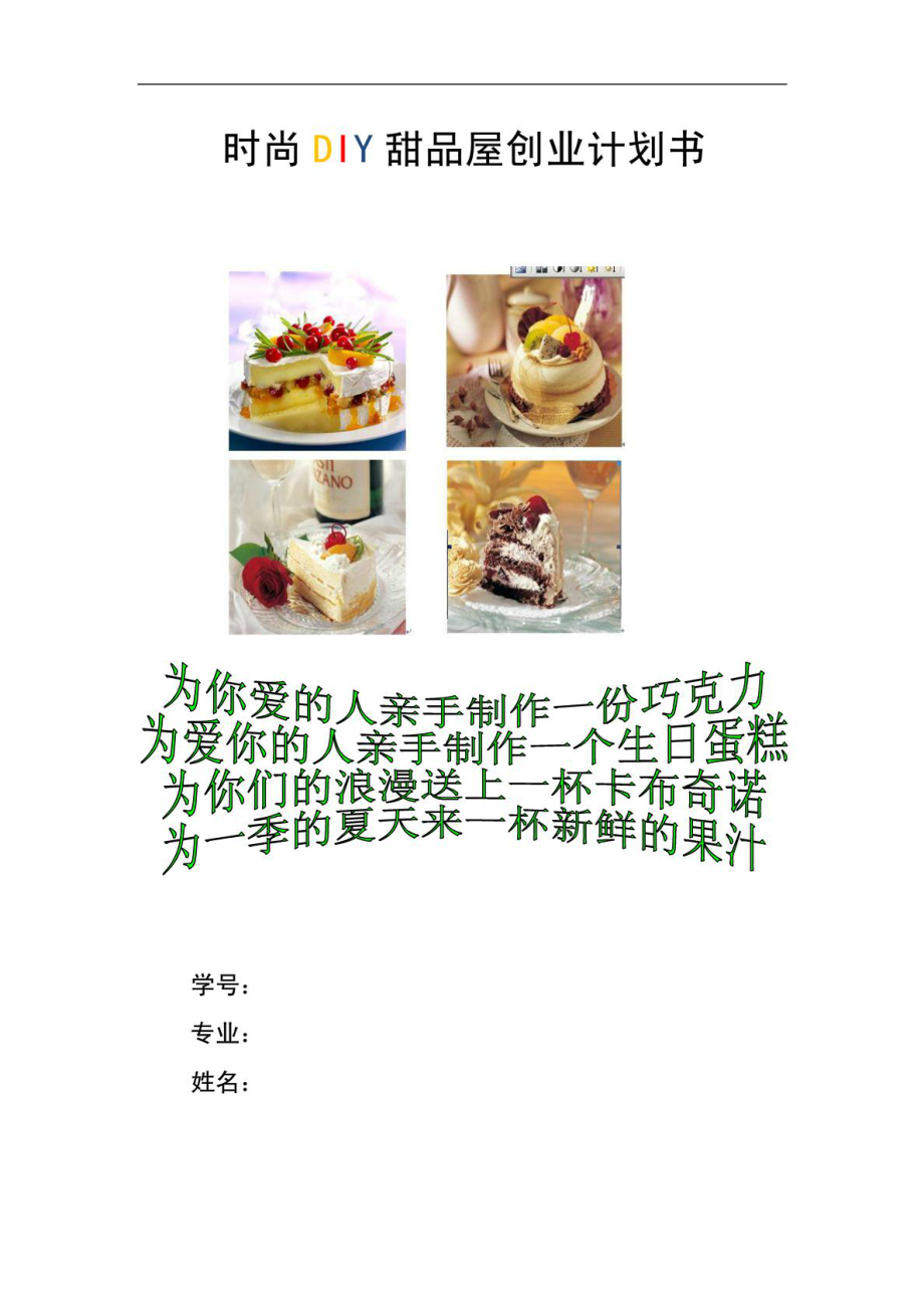 创业计划书时尚DIY蛋糕店.doc_第1页