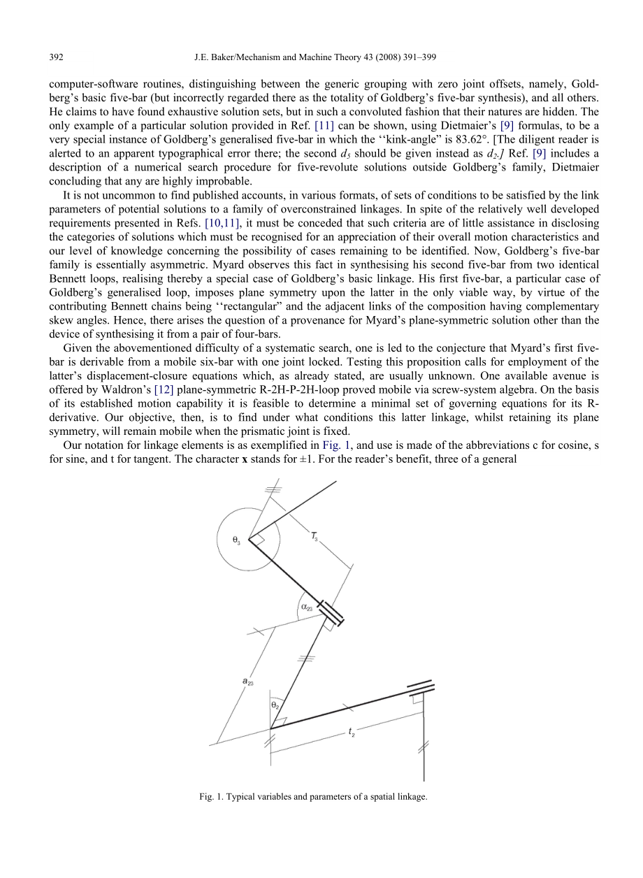 Myard’s first fivebar linkage as a degeneracy of a planesymmetric sixbar loop.doc_第2页