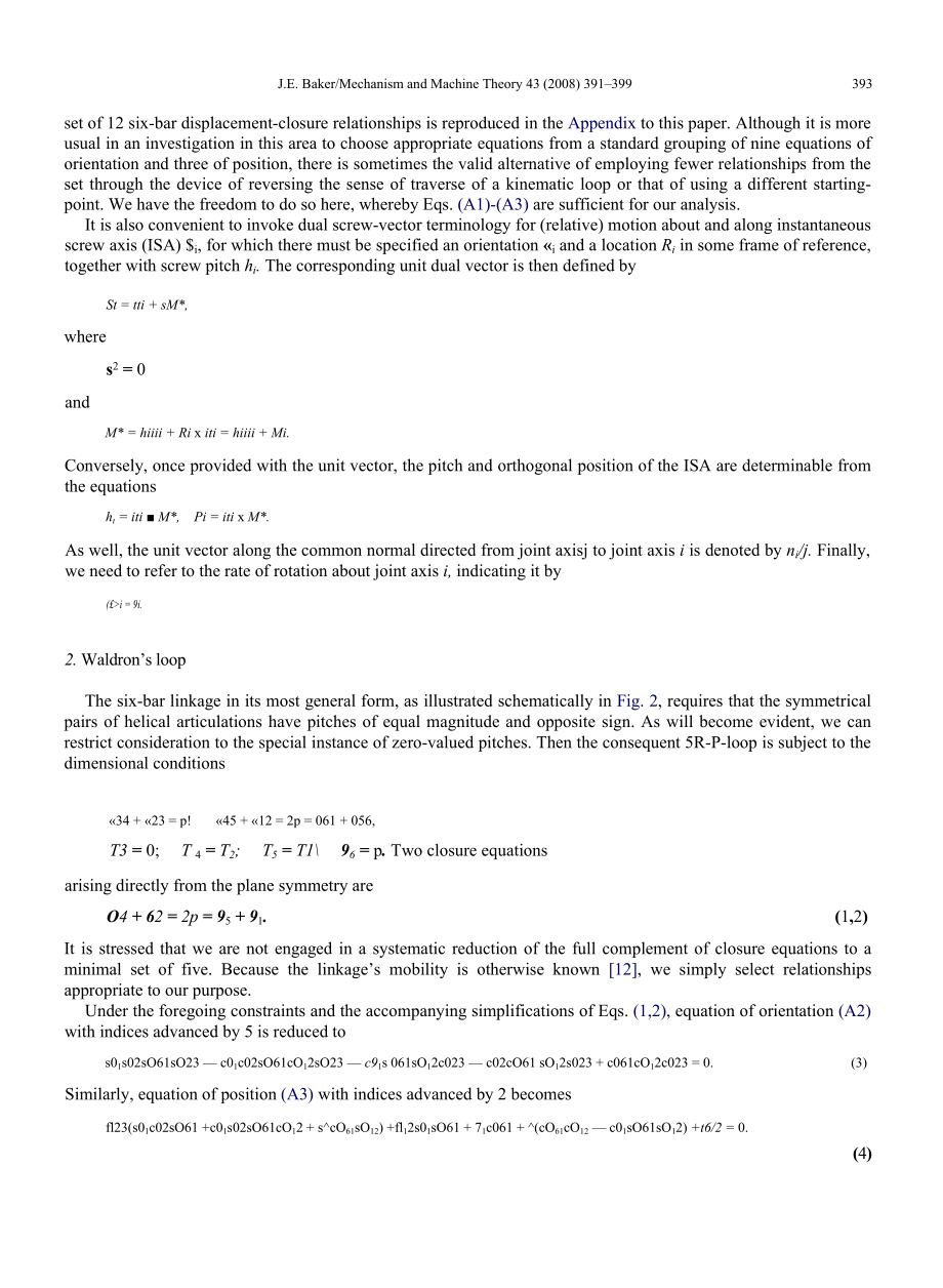 Myard’s first fivebar linkage as a degeneracy of a planesymmetric sixbar loop.doc_第3页