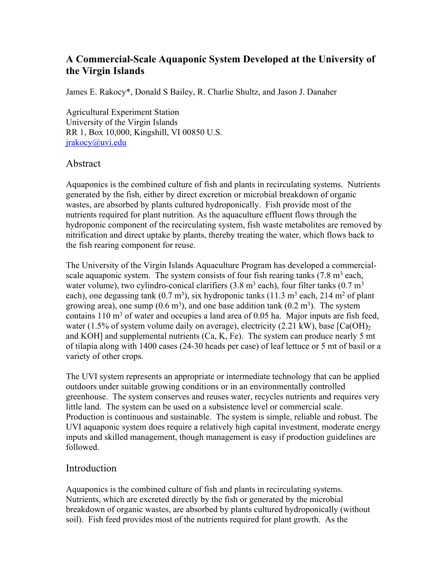 Fish and Vegetable Production in a Commercial Aquaponic System 25.doc_第1页