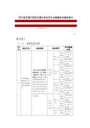 四川道路运政行政处罚自由裁量权实施标准.doc