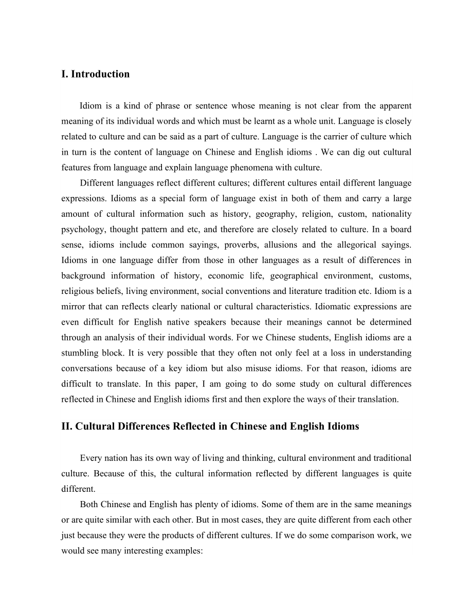Influence of Cultural Differences on Chinese and English Idioms and Their Translation.doc_第3页