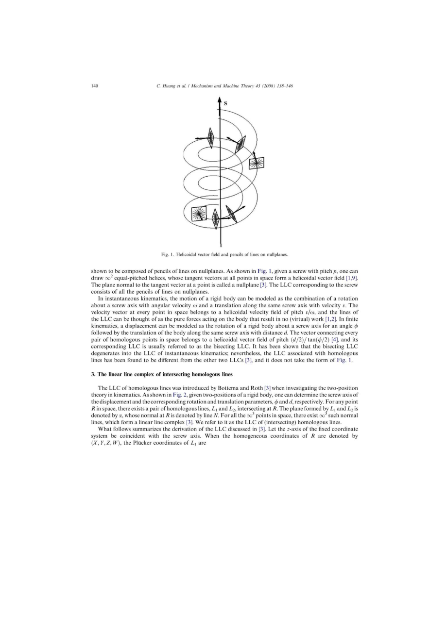 OnthelinearlinecomplexandhelicoidalvectorfieldassociatedwithhomologouslinesofafinitedisplacementMechanismandMachineTheory.doc_第3页