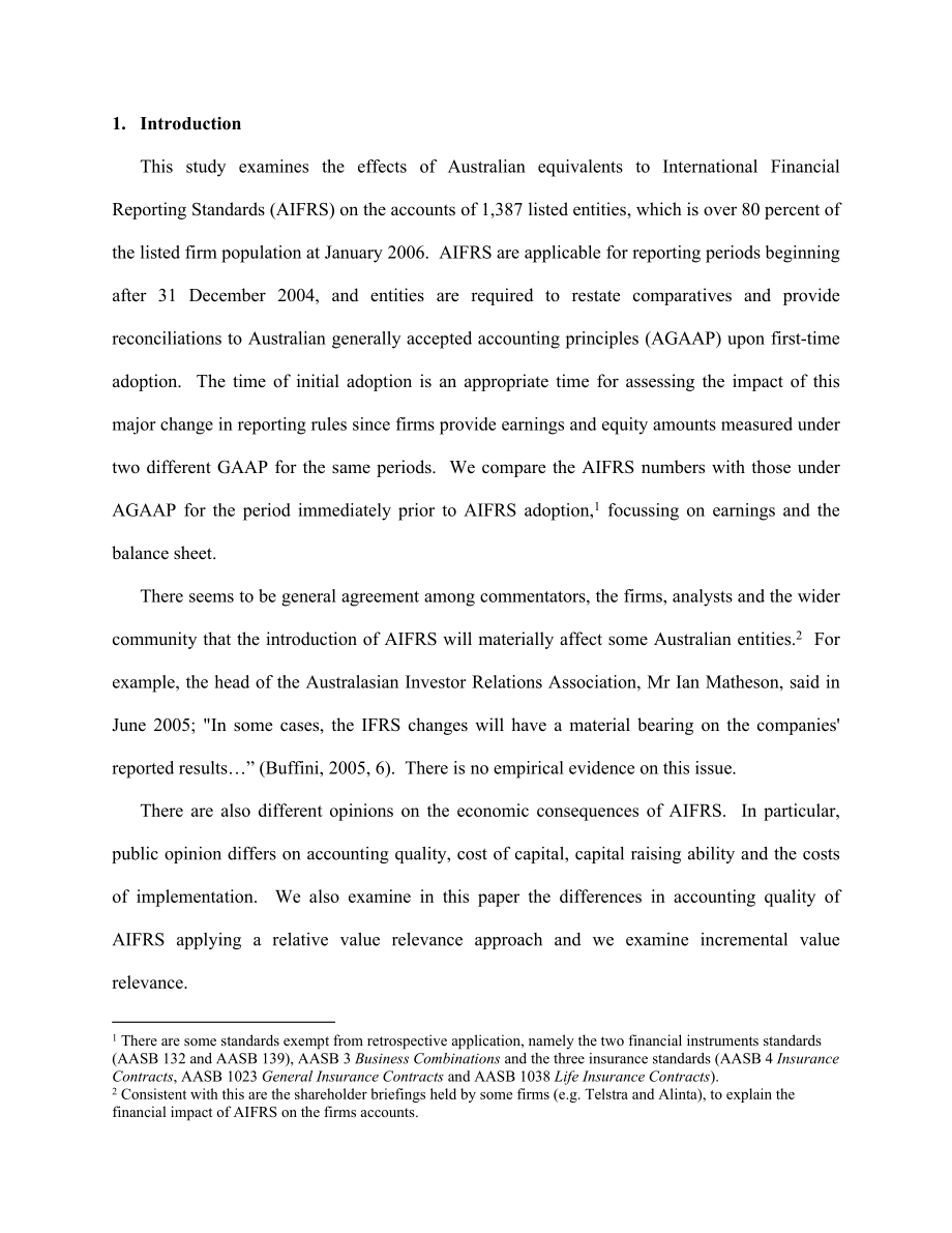 Effects of International Financial Reporting Standards on the Accounts and Accounting Quality of Australian Firms.doc_第2页