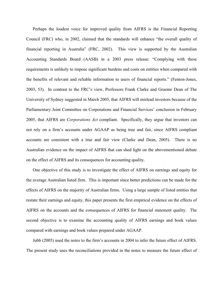 Effects of International Financial Reporting Standards on the Accounts and Accounting Quality of Australian Firms.doc_第3页