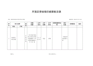 开发区劳动局行政职权目录.doc