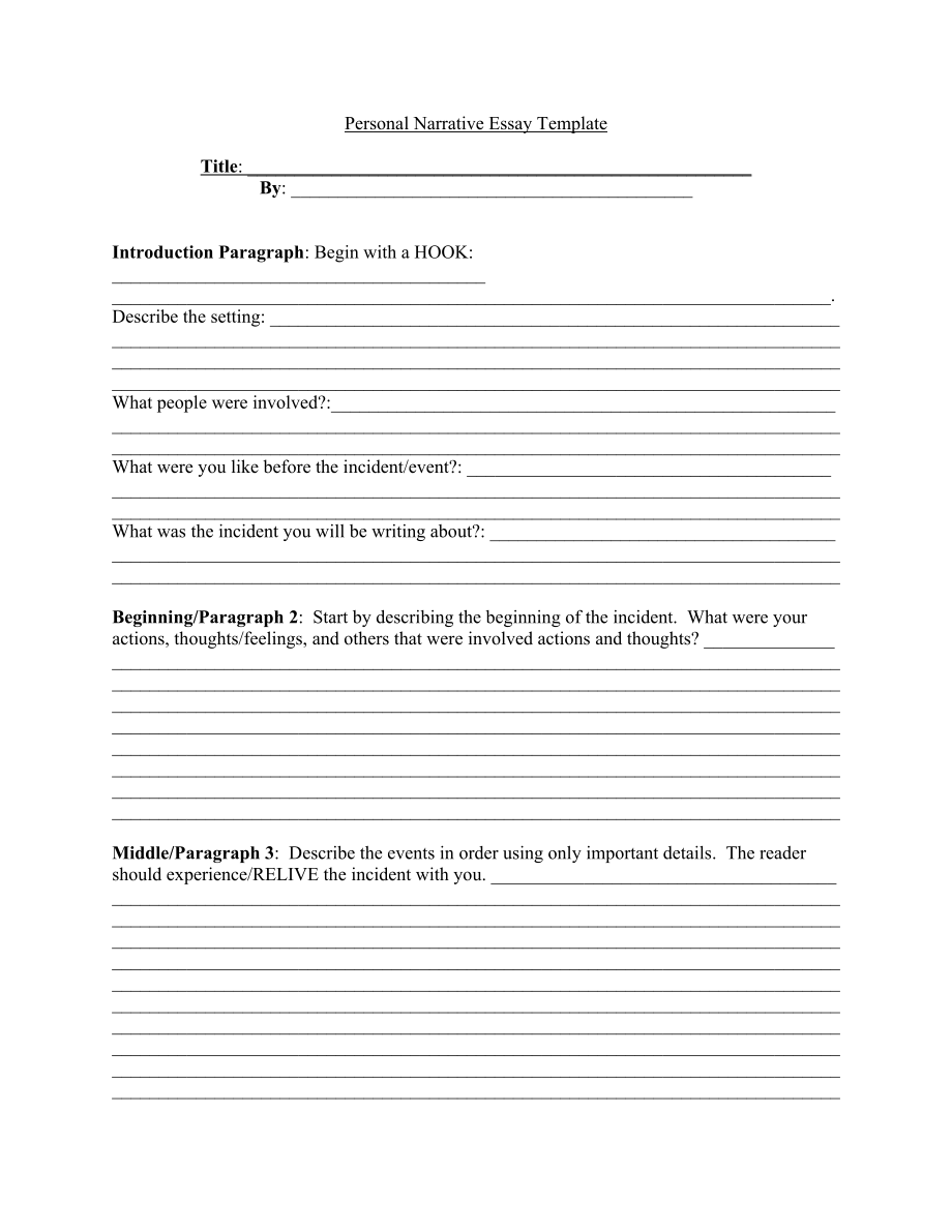 Personal Narrative Essay Template.doc_第1页