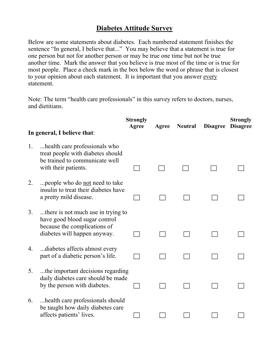 Diabetes Attitude Questionnaire for People with Diabetes.doc_第1页