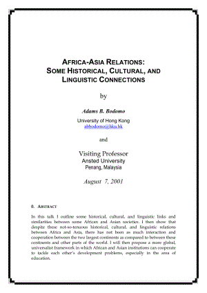 AfricaAsia Relations Some Historical, Cultural, and Linguistic Connections.doc