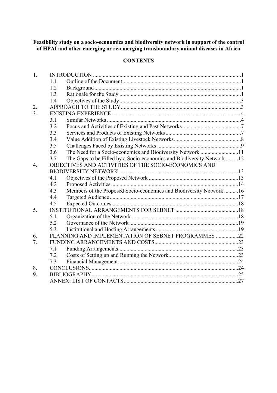 on a socioeconomics and biodiversity network in support of the control of HPAI and other emerging or reemerging transboundary animal diseases in Africa.doc_第2页