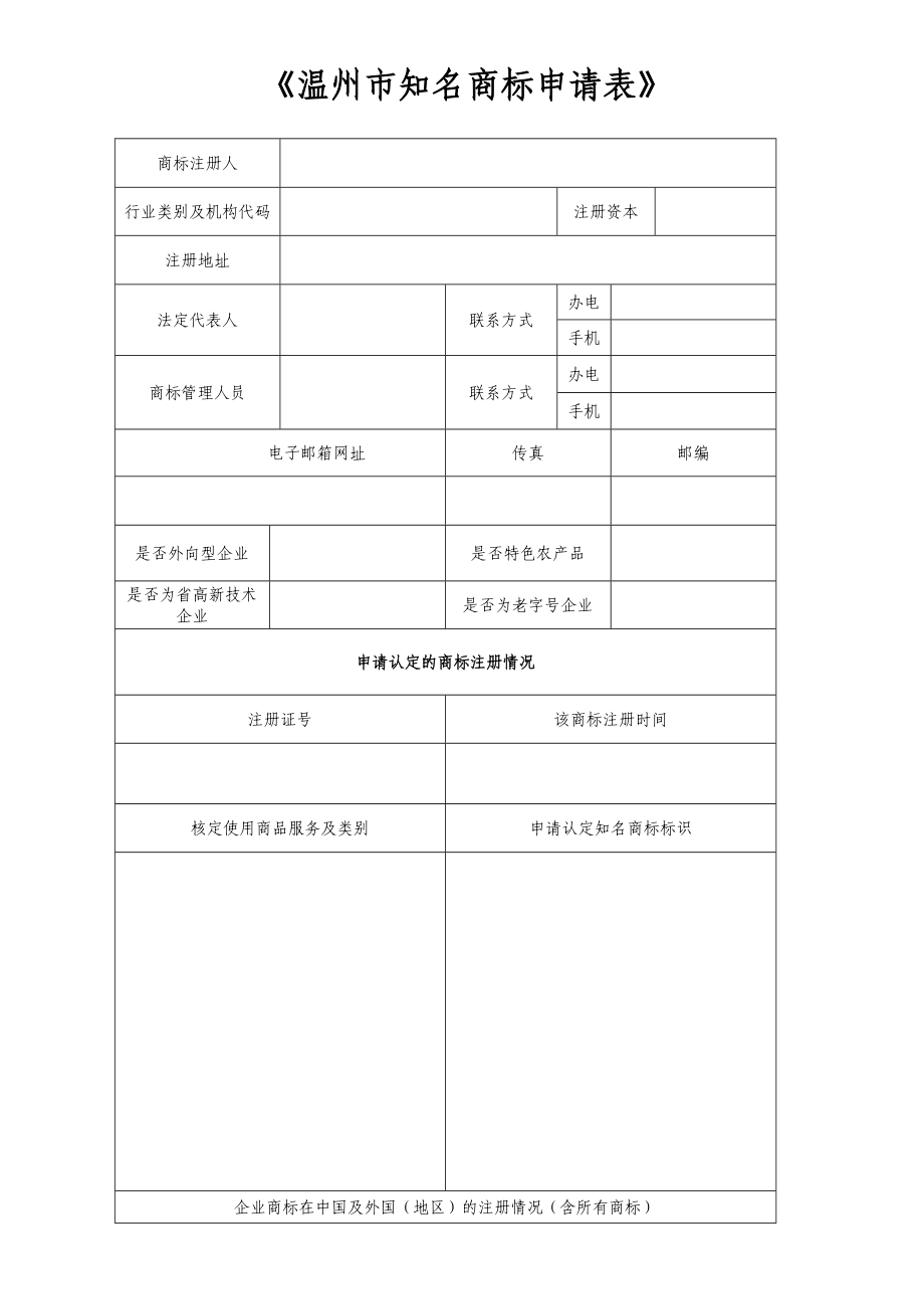 1、温州市知名商标认定申请表附件一： .doc_第2页