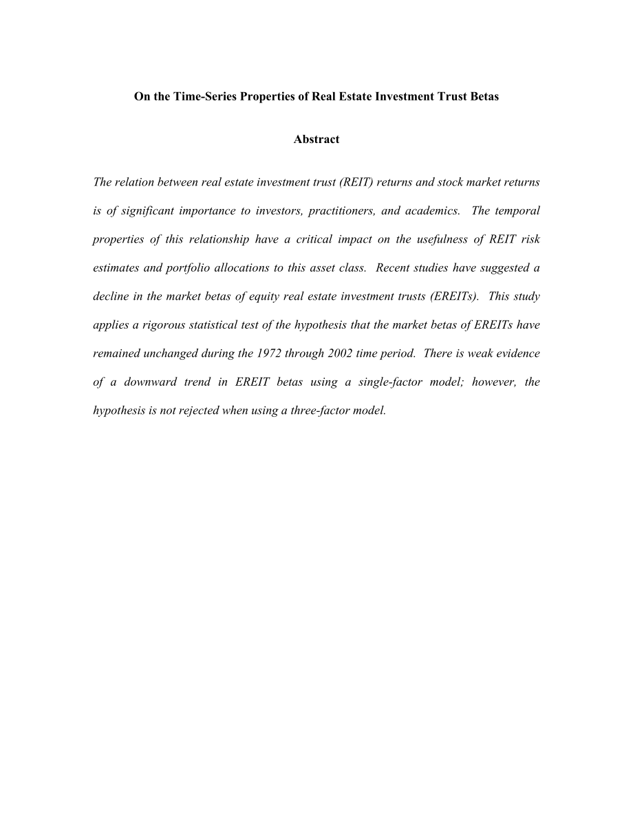 On the time‐series properties of real estate investment trust betas.doc_第2页