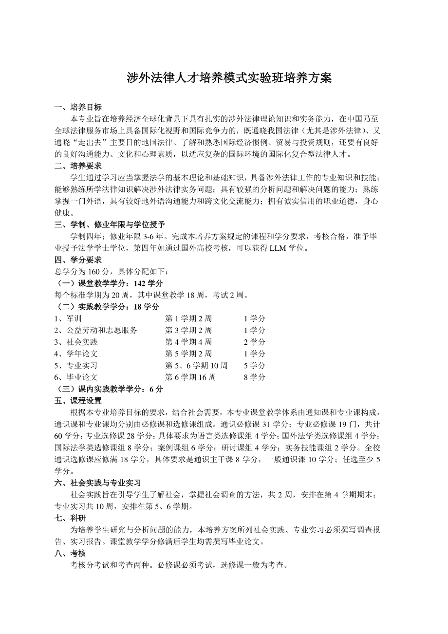 中国政法大学涉外法律人才基地实验班课程设置方案.doc_第2页