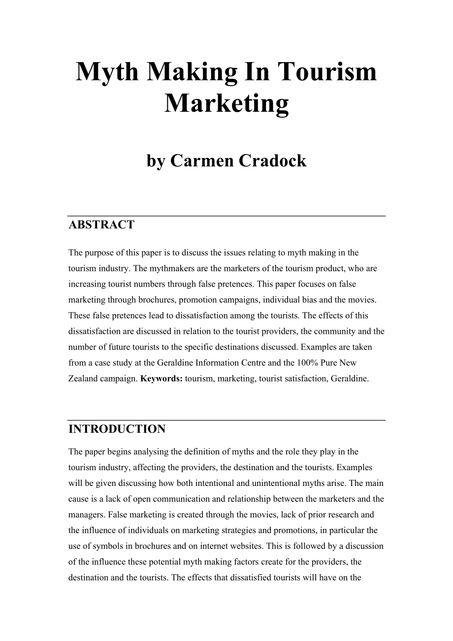 Myth Making In Tourism Marketing.doc_第1页