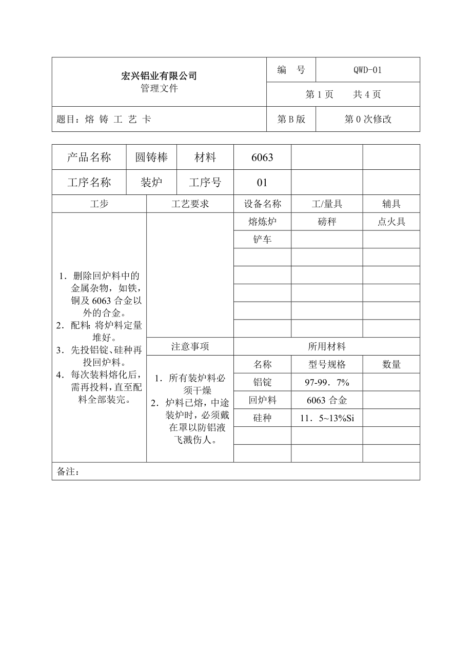 熔 铸 工 艺 卡01.doc_第2页