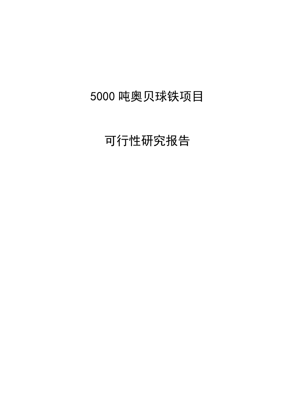 5000吨奥贝球铁生产建设项目可行性研究报告.doc_第1页