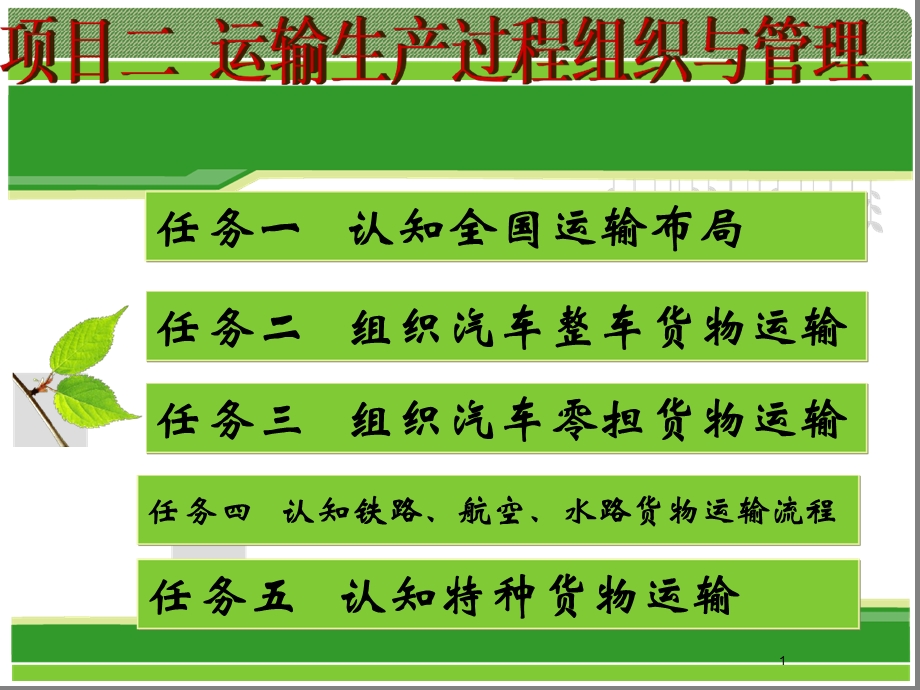 任务二组织汽车整车货物运输双班甩挂ppt课件.ppt_第1页