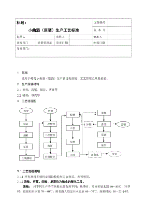 原酒小曲酒生产工艺标准.doc