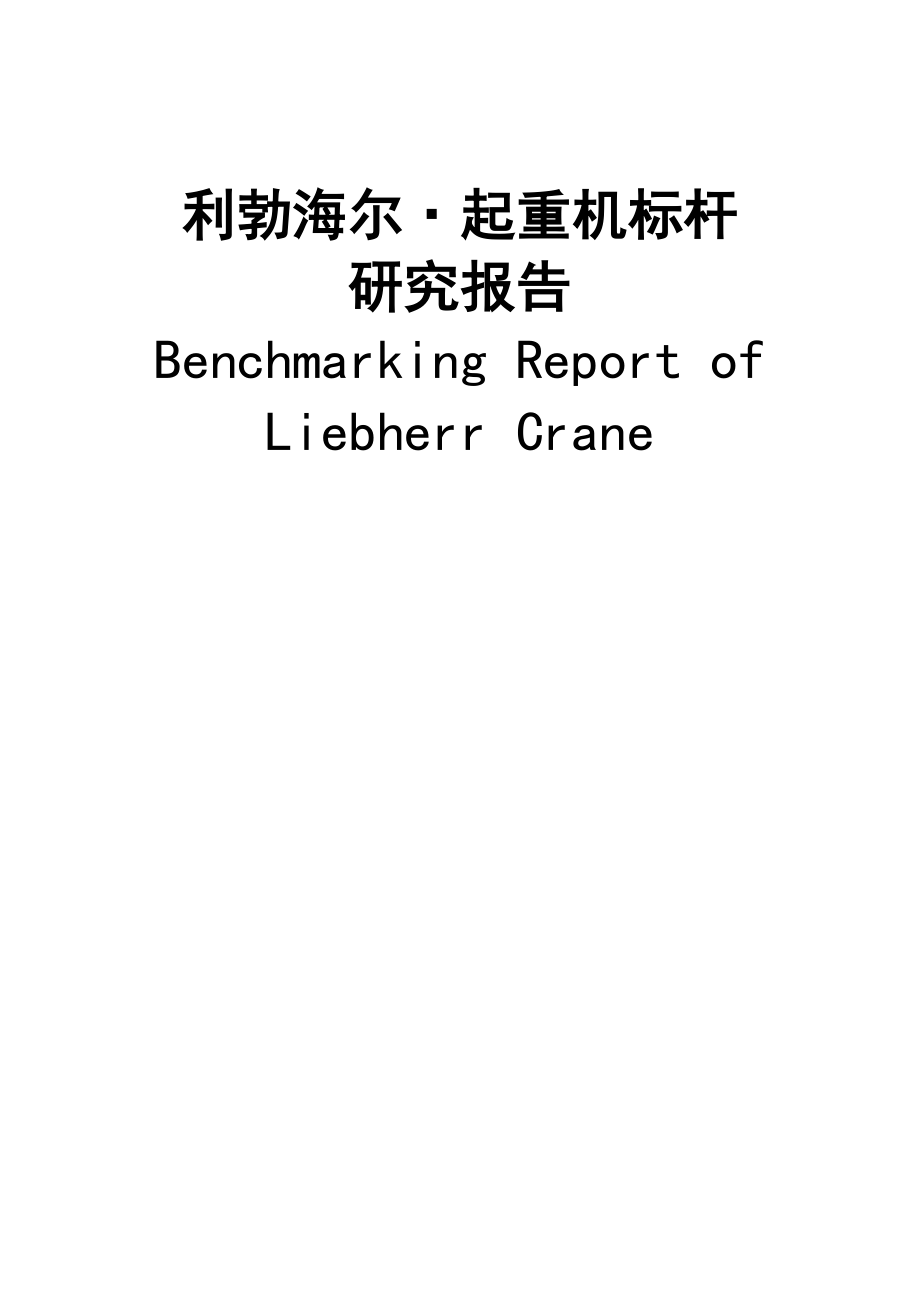 利勃海尔起重机标杆研究报告 Benchmarking Report of Liebherr Crane.doc_第1页