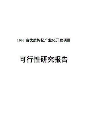 1000亩优质枸杞产业化开发项目可行性研究报告.doc