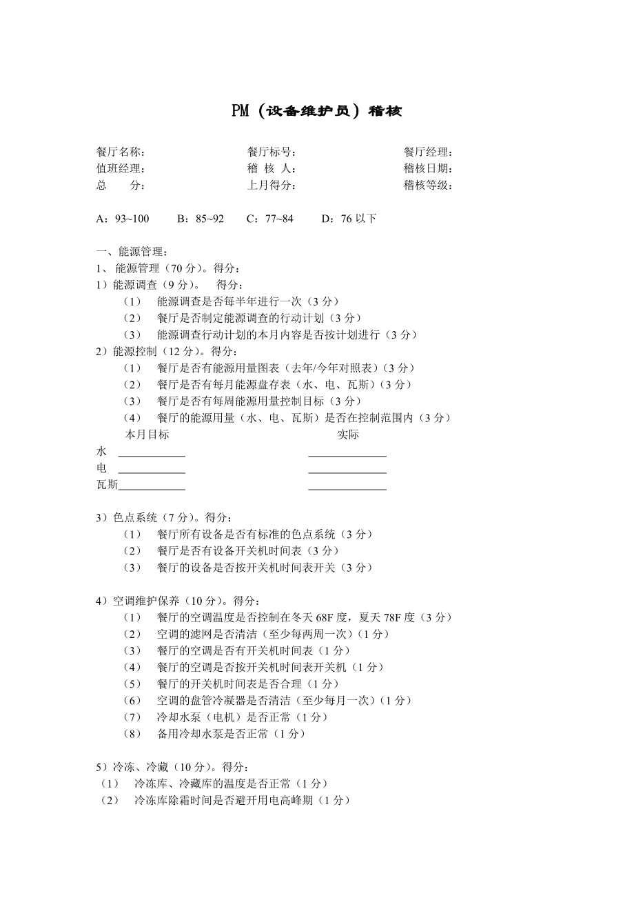 快餐店管理制度 麦当劳清洁检查制度 抹布和围裙清洁检查表.doc_第2页