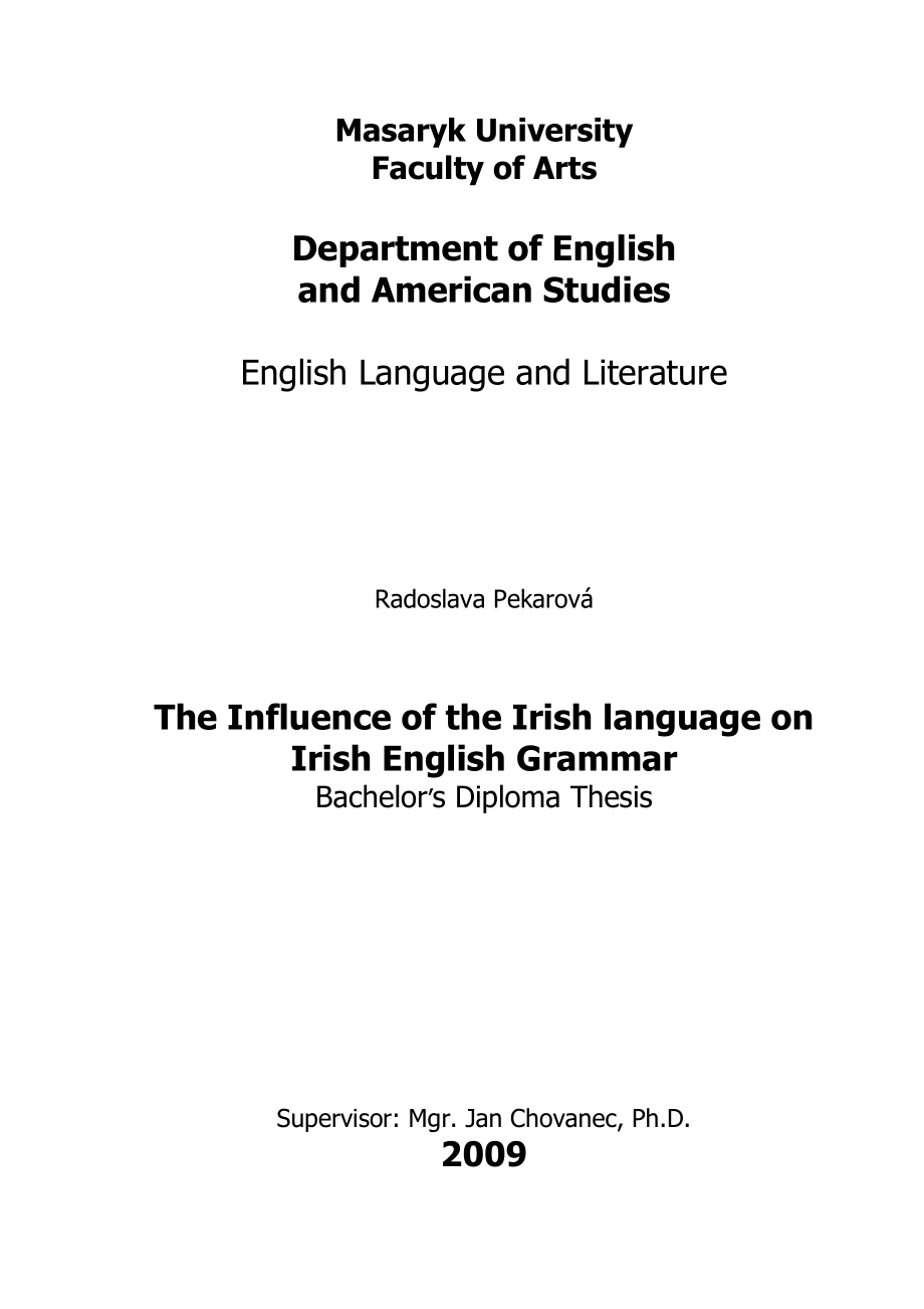 The Influence of the Irish Language on English Spoken In.doc_第1页