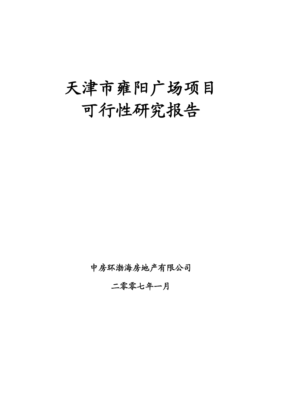 天津市雍阳广场项目可行性研究报告.doc_第1页