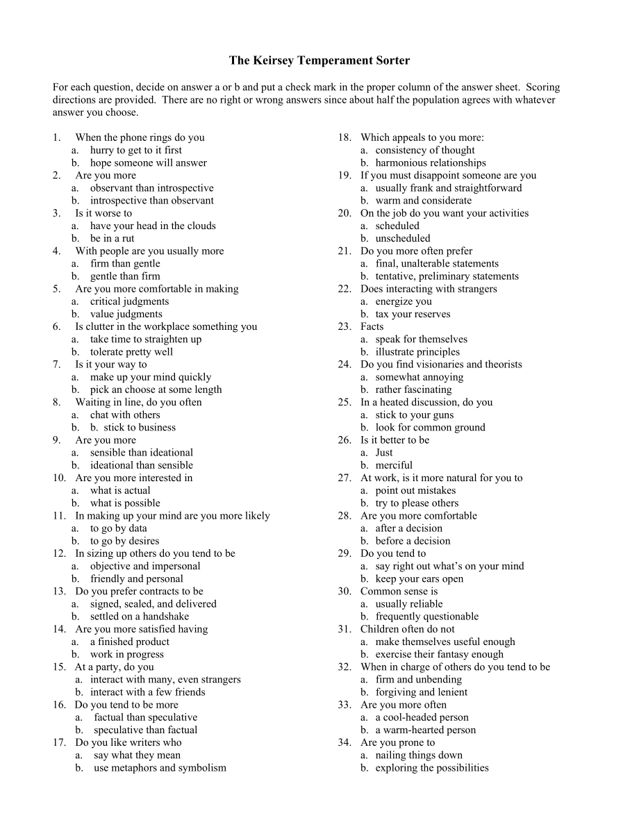 The Keirsey Temperament Sorter.doc_第1页