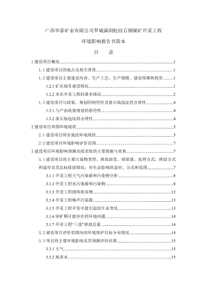 广西华泰矿业有限公司罗城满洞蛇纹石铜镍矿开采工程环境影响报告书简本.doc