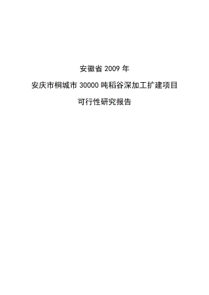 30000吨稻谷深加工扩建项目可行性研究报告 .doc