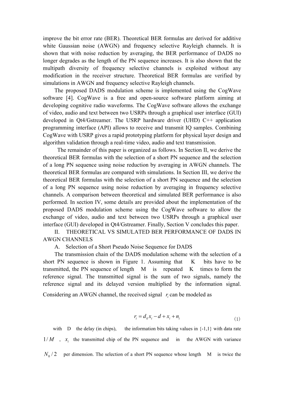 短序列的DADS具有高数据率通信或高误码率性能毕业论文外文翻译.doc_第2页