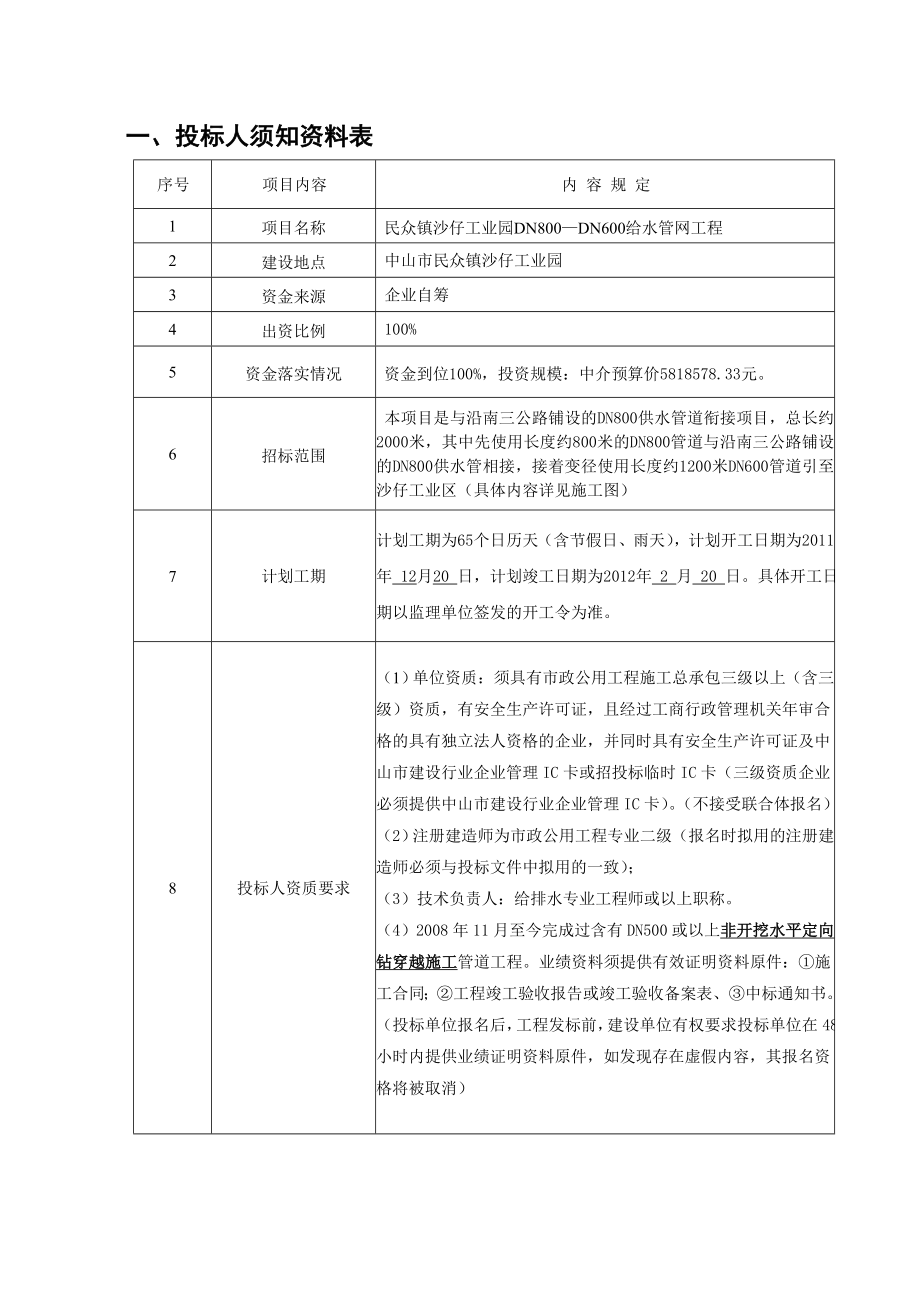 民众镇沙仔工业园DN800—DN600给水管网工程.doc_第2页