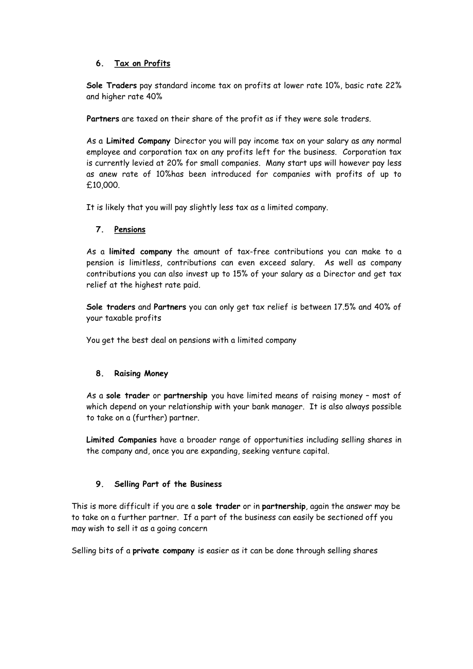 Sole Trader v Partnership v Limited Company.doc_第3页