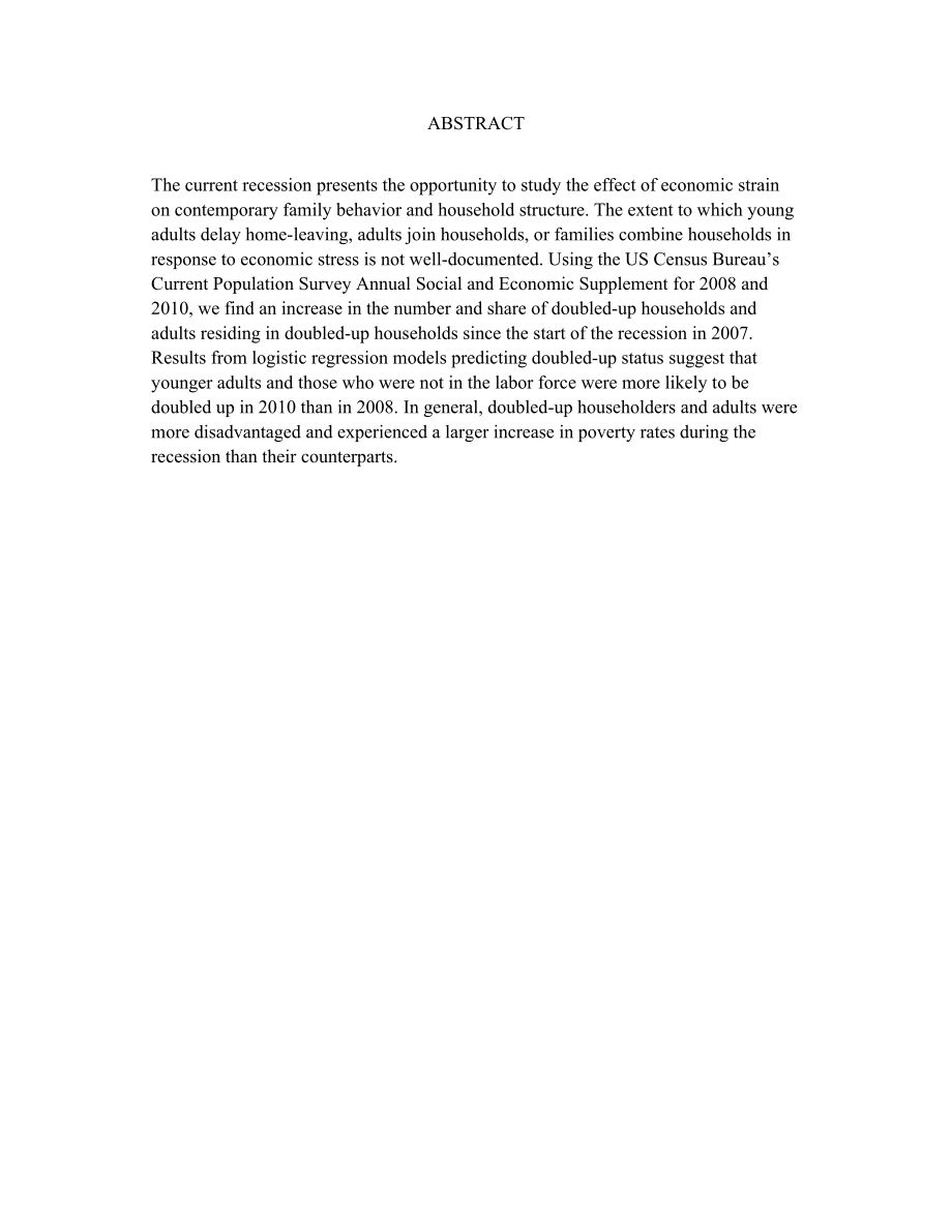 The Effects of Recession on Household Composition“Doubling Up” and Economic WellBeing.doc_第3页