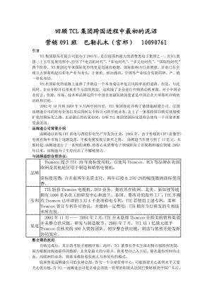 TCL跨进程中的泥沼——并购汤姆逊和阿尔卡特的案例.doc