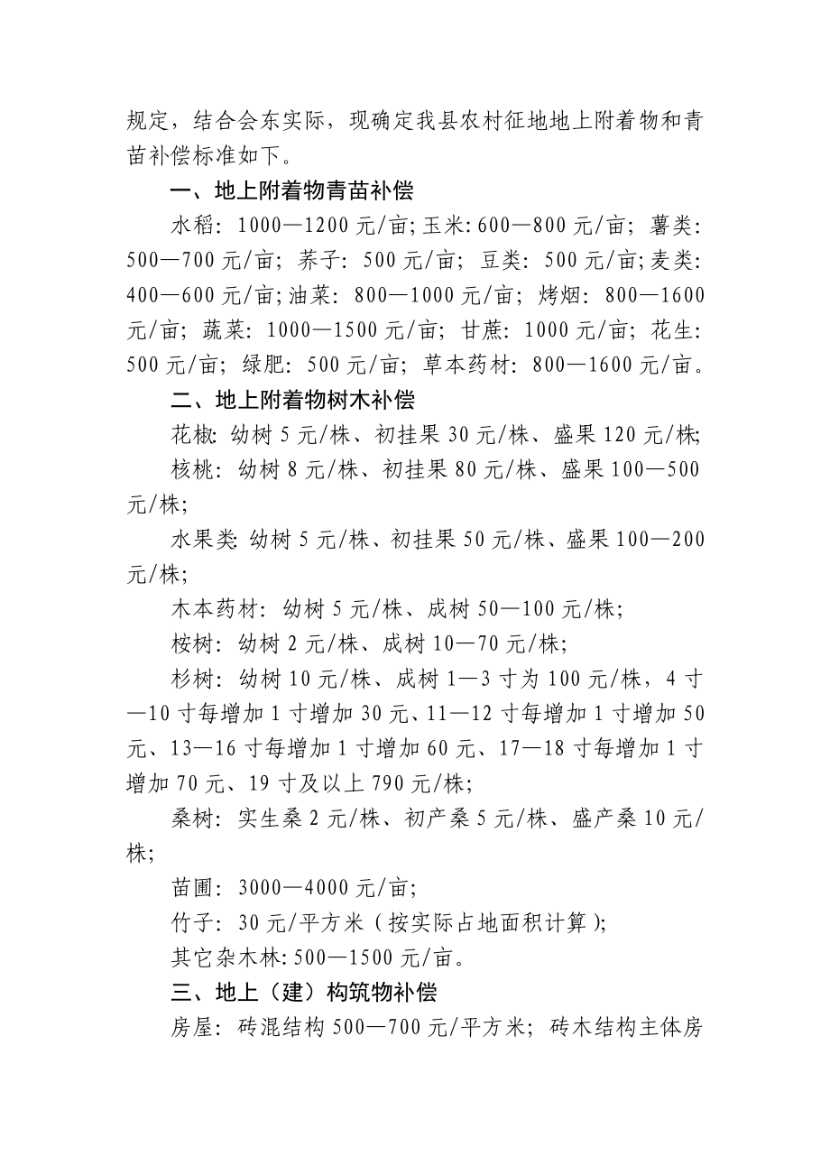 凉山州会东县农村征地地上附着物和青苗补偿标准.doc_第2页