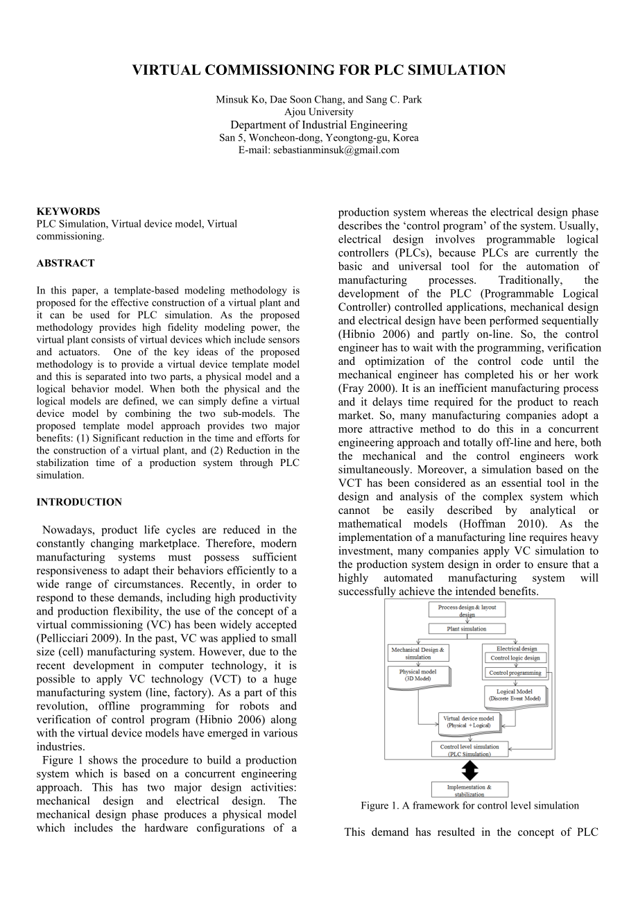 VIRTUAL COMMISSIONING FOR PLC SIMULATION.doc_第1页