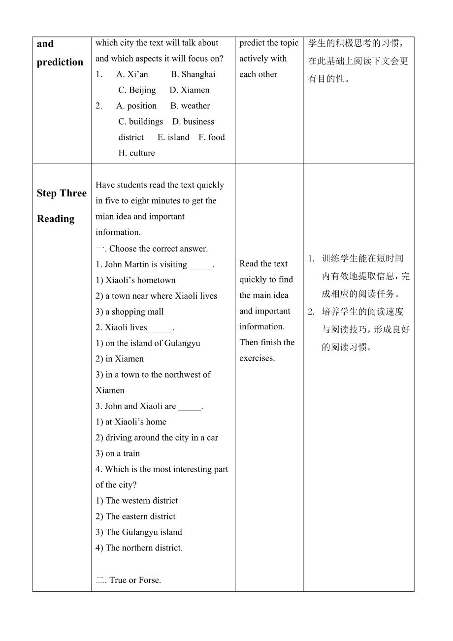 外研版高中英语必修一第四模块阅读课 A Lively City教学设计.doc_第3页