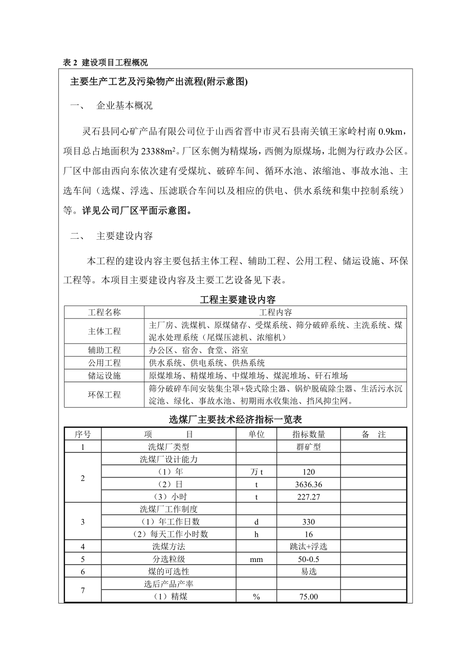 环境影响评价报告公示：灵石县同心矿品入洗原煤万洗煤技改环评报告.doc_第2页