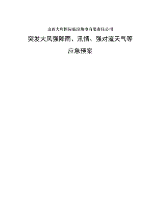 热电公司突发大风强降雨、汛情、强对流天气等应急预案.doc