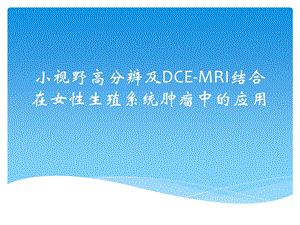 小视野高分辨及dcemri结合在女性生殖系统肿瘤中的应用 课件.pptx