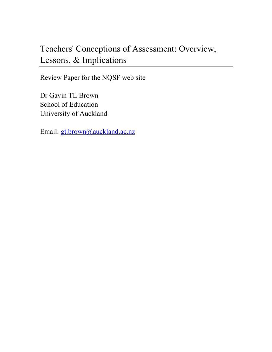 Teachers' Conceptions of Assessment Overview, Lessons, & Implications.doc_第1页