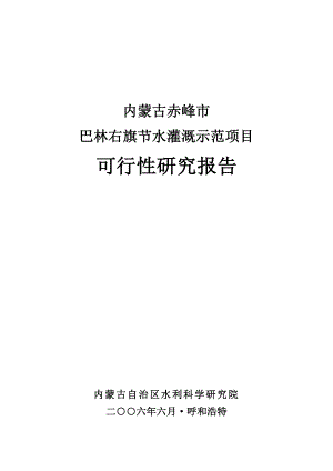 内蒙古赤峰市巴林右旗节水灌溉示范项目可行性报告.doc