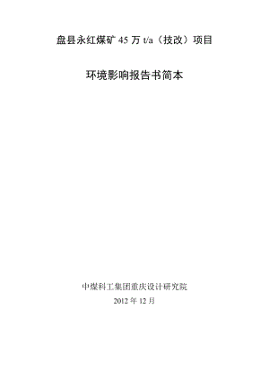 盘县永红煤矿45万吨技改项目环境影响评价报告书.doc