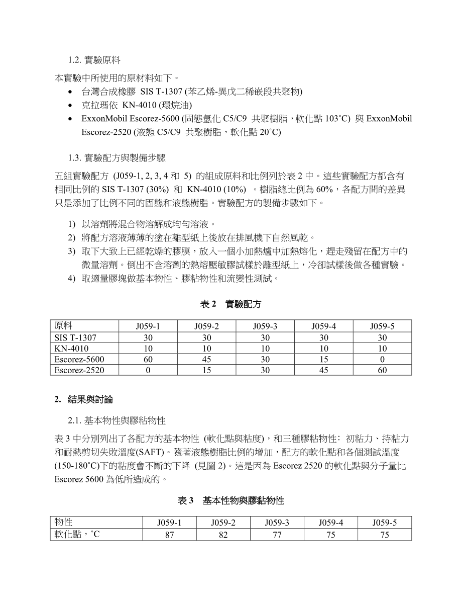 題目熱熔壓敏膠適用溫度範圍的探討曹通遠.doc_第3页