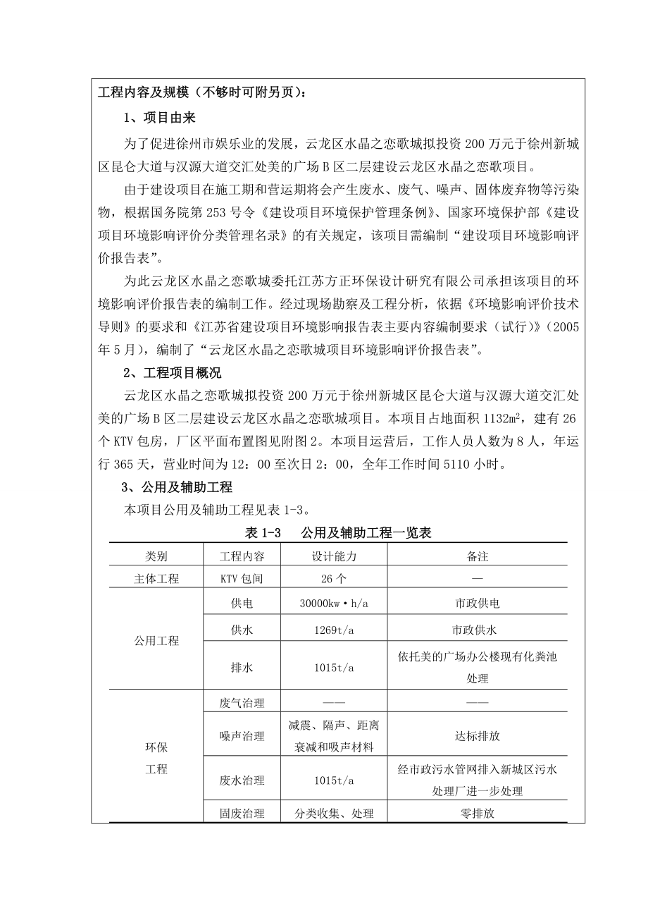 环境影响评价报告公示：云龙区水晶之恋歌城环境影响报告表的公示环评报告.doc_第2页