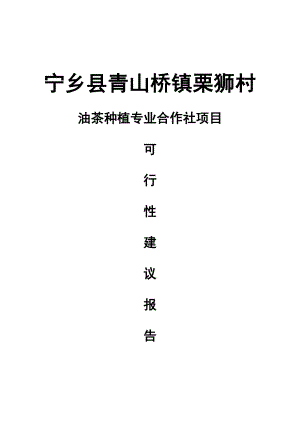 【可行性研究报告】青山桥镇栗狮村油茶种植专业合作社油茶基地39334.doc