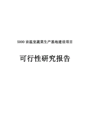 5000亩温室蔬菜生产基地建设项目可行性研究报告.doc