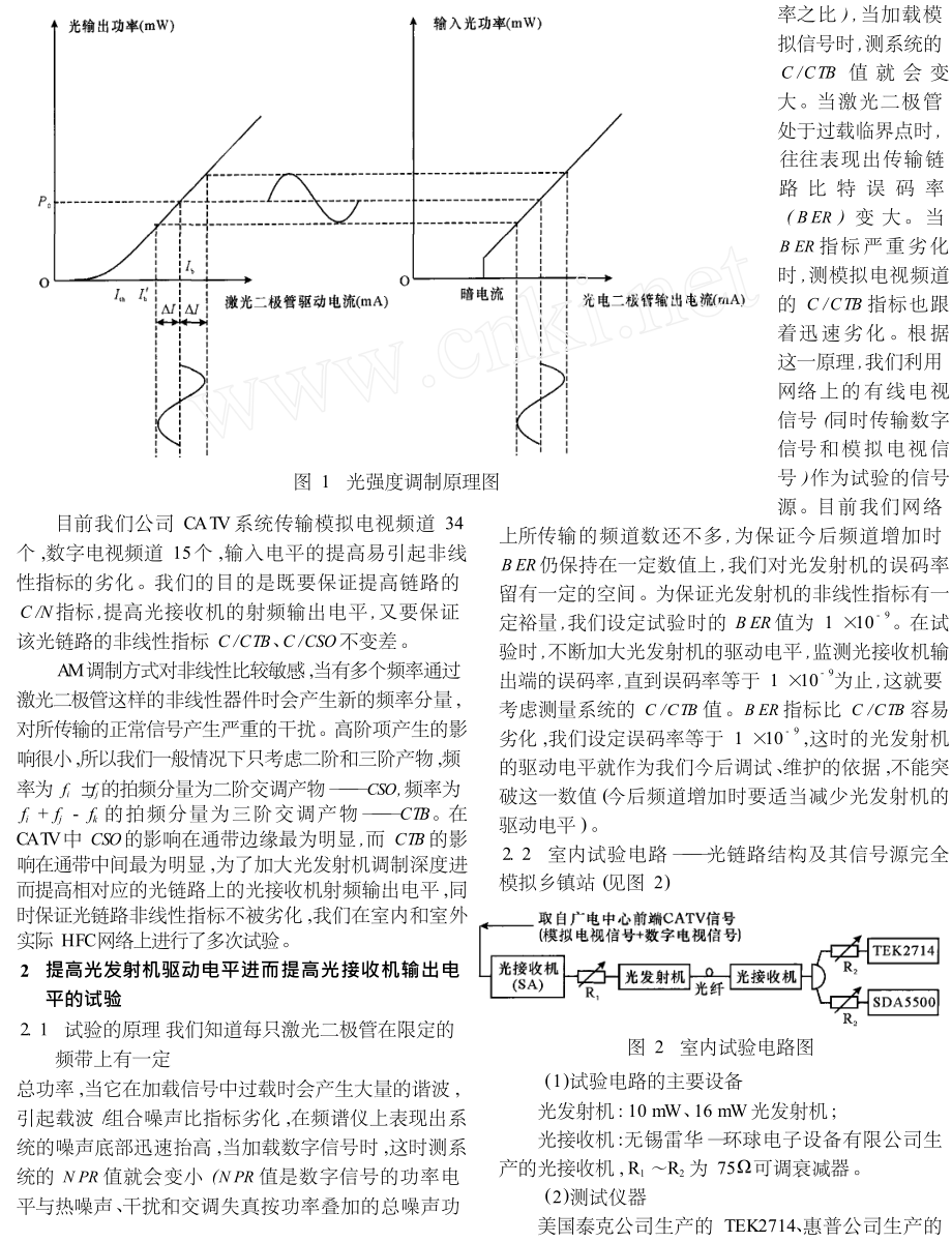 光强度直接调制发射机的驱动电平与光接收机输出电平的关系分析.doc_第2页