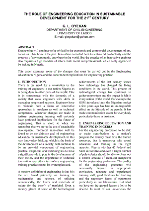 THE ROLE OF ENGINEERING EDUCATION IN SUSTAINABLE DEVELOPMENT FOR THE 21 ST CENTURY.doc